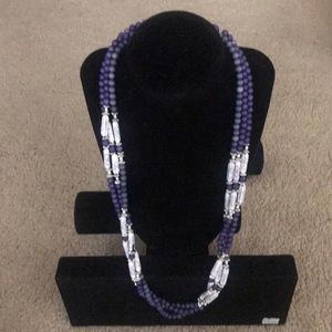 Blue & White 3-strand Beaded Necklace